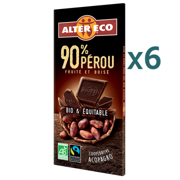 Chocolat noir Pérou bio 90% (5+1 offert)